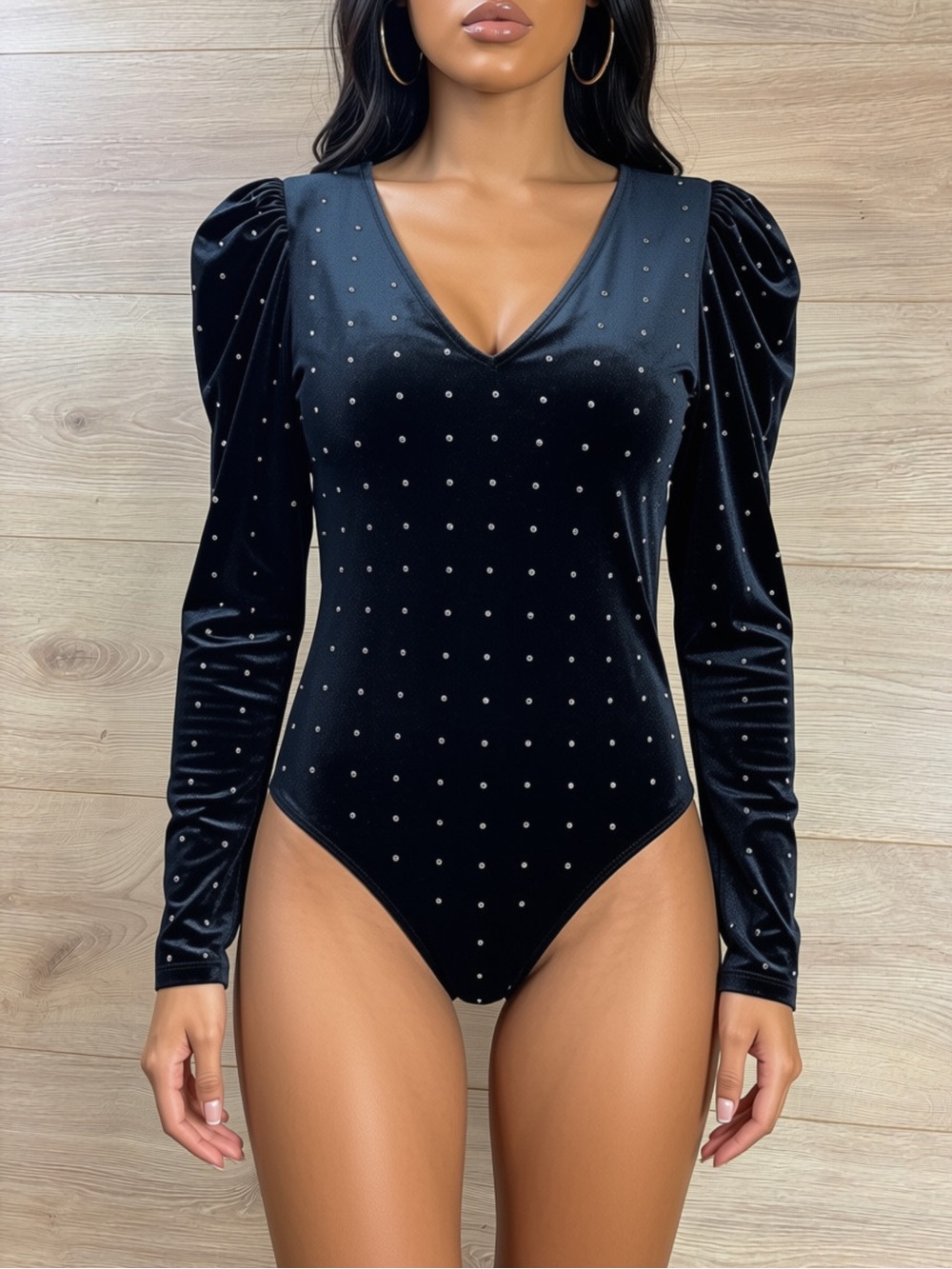 H&M Women’s Velvet Studded Bodysuit